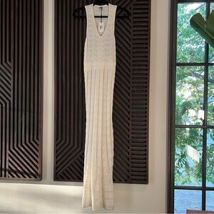 M by Missoni Women's White Crochet V-Neck Maxi Dress